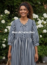 Abito donna blu bianco a righe