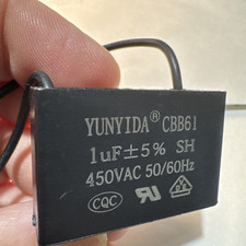 CONDENSATORE AVVIAMENTO spunto MOTORE 1uF 450Vac CBB61 CAPPA 450V VENTILATORE