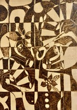 Pirografia arte astratta - , donna