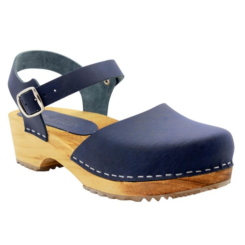 Sandali pelle blu navy - pelle,