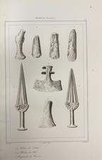 Incisione Francia "Gaulois - Asce Di Selce - Di Ferro - Pugnali Di Rame"