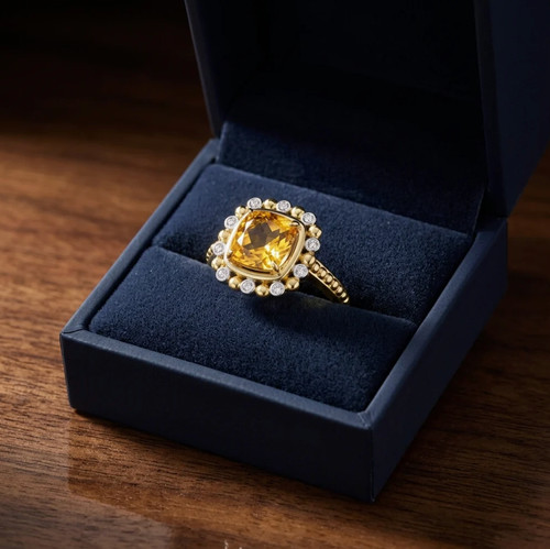Citrino diamante cuscino - diamante,