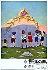 L.Metlicovitz-TENDE MORETTI-campeggio-turismo-infanzia-Annuncio originale del