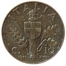 1940 Italy 10 Centesimi XVIII