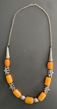 Vecchia Collana Indiana in *Argento e Simil Ambra - cm. 64
