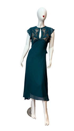 Abito twinset verde con ricami - abito,