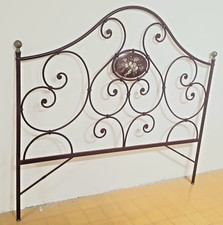 TESTIERA PER LETTO SINGOLO O DA UNA PIAZZA E MEZZA IN FERRO BATTUTO ROSSO SCURO