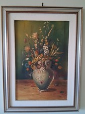 Quadro originale Mario Romano – Natura morta floreale olio su tela– Arte napolet