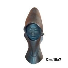 TESTA DONNA CERAMICA BRONZATA ORGOSOLO ARTIGIANATO SARDO VINTAGE PICCOLA CM 16x7