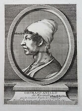 VINTAGE incisione Masaniello rivolta Napoli Amalfi ritratto stampa antica 1786