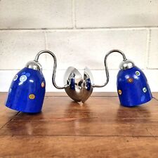 Coppia di applique, blue struttura cromo e tazza murano con murrina