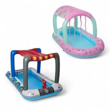 Piscina fuori terra gonfiabile per bambini SwimWays Deluxe - scivolo, baldacchino, sparatutto ad acqua