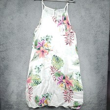 Abito Sole Lungo L'Arno 100% Lino Donna M Slip Floreale Lungo Spacco Medio