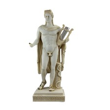 Grande dio greco romano Apollo con lira statua in marmo fuso scultura patina