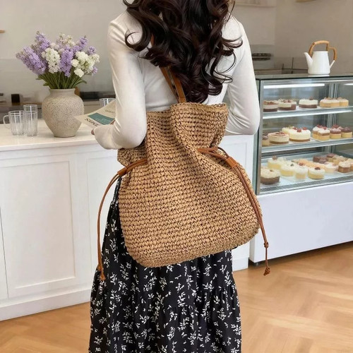 Borsa paglia intrecciata - paglia,