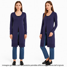 TwinSet Simona Barbieri Cardigan Lungo Ginocchio Viola Made Italy Taglia S M L