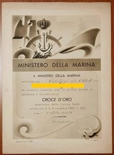 Regia Marina - Diploma Croce d'Oro con corona di anzianità (40 anni)
