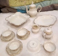 Hutschenreuther Gelb Bone ChinaSet White Geld Rim Bavaria Germany US Zone 1946