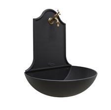 Fontana a muro Marbella colore ghisa + rubinetto brunito per casa giardino