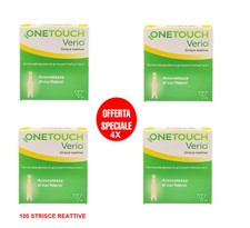 100 ONE TOUCH VERIO strisce reattive diabete test glucosio