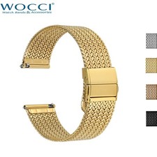 WOCCI Elite Cinturino Orologio Metallo, Rete Tessuto, Chiusura Pieghevole, Cinturino 14 16 18 20 22mm
