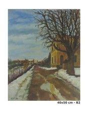 QUADRO FIRMATO BERT PITTORE DI TORINO VEDUTA CAMPAGNA PIEMONTESE OLIO  TAVOLA B2