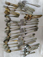 Lotto 64 antiche posate d' arredo Alpaca cucchiai forchette cucchiaini