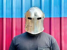 Elmetto Barbute Medievale | Elmetto Cavaliere in Acciaio Artigianale | Rievoc...