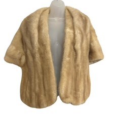 Stola pelliccia visone Wilibel vintage mantello scialle avvolgente sera copri bolero beige