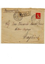 Sardegna , 1939 , Raccomandata da Nuoro , bollo d'arrivo.