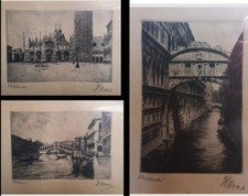 Incisioni Venezia Ponte dei Sospiri, piazza San Marco Rialto ERNESTO HAVAS
