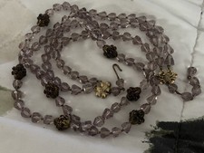 COLLANA vintage FIRMATA Elsa SCHIAPARELLI LUNGA LAVANDA VIOLA cristallo ghiaccio sfaccettato