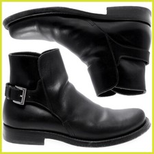 Scarpe uomo in pelle nera Prada Taglia 40 UK 6 Scarponcino polacchino con fibbia