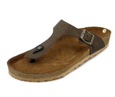 Sandali Uomo Infradito in Eco Pelle Marrone Sottopiede in Vera Pelle INBLU