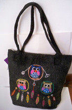 BORSA SHOPPER A SPALLA LANA COTTA GUFO GUFETTI ETNICO NEPAL