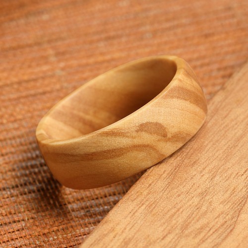 8mm natural wood ring domed - wood,