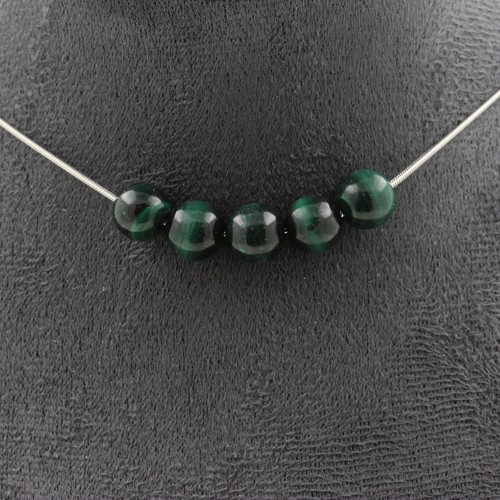 Collana perle malachite del - collana, 5