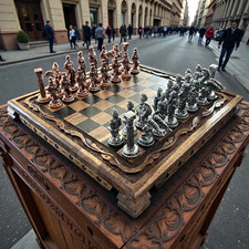 Antico Set Scacchi Fatto a