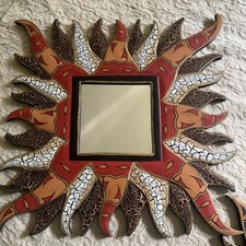 Specchi vibranti etnici in legno dipinti a mano (2) sole tribale giungla isola boho