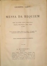 VERDI Giuseppe. MESSA DI REQUIEM. Partitura d'orchestra. Milano, Ricordi, 1900