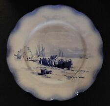 Piatto IN Ceramica Sarreguemines Decoro Marina Marines Fine Xixème Inizio