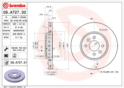Set freni disco brembo - set,