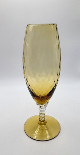 Vase amber glass fluted - glass,