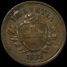 1933-B Rappen Svizzera Bronzo