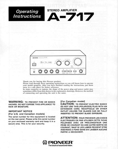 Pioneer 717 amplificatore - a-717,
