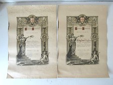 DUE VECCHI DIPLOMI MENZIONE ONOREVOLE SCUOLA ELEMENTARE GENOVA - ANNO 1898/99