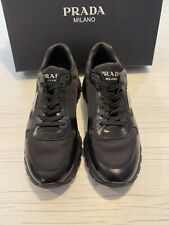 Prada scarpe da ginnastica nylon triangolo logo nere da uomo taglia UK 9 EU 43 RRP £ 750 #I715