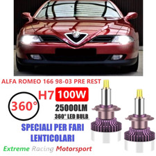 ALFA ROMEO 166 FARI LENTICOLAR LAMPADE LED H7 12V 25 KLM Modello 360° ULTRAWHITE