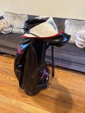 Borsa da golf vintage Ben Hogan in pelle rara borsa made in Korea retrò nera con rosso