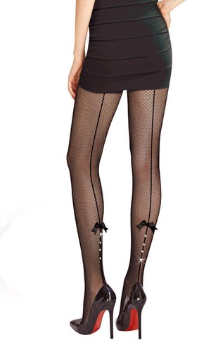 Collant rete pizzo - collant, nero